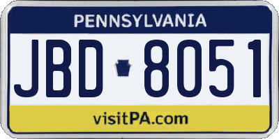 PA license plate JBD8051