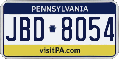 PA license plate JBD8054