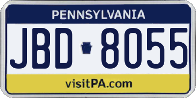PA license plate JBD8055