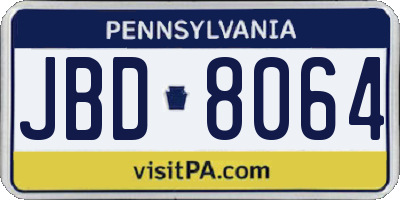 PA license plate JBD8064