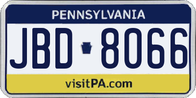 PA license plate JBD8066