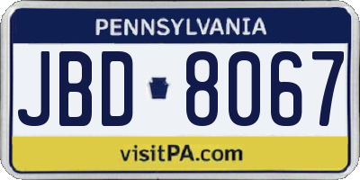 PA license plate JBD8067