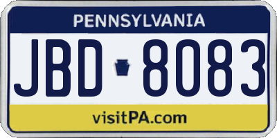 PA license plate JBD8083