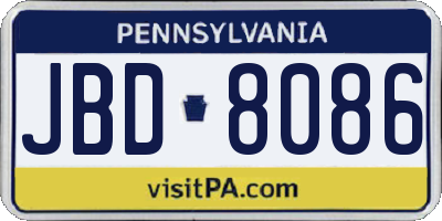 PA license plate JBD8086