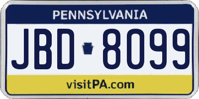 PA license plate JBD8099