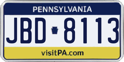 PA license plate JBD8113
