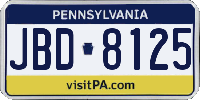PA license plate JBD8125