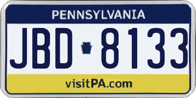 PA license plate JBD8133