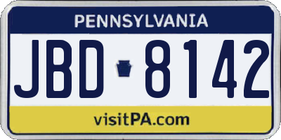 PA license plate JBD8142