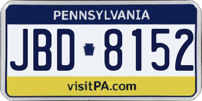 PA license plate JBD8152
