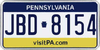 PA license plate JBD8154