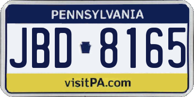 PA license plate JBD8165