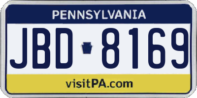 PA license plate JBD8169