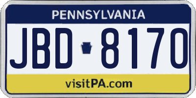 PA license plate JBD8170