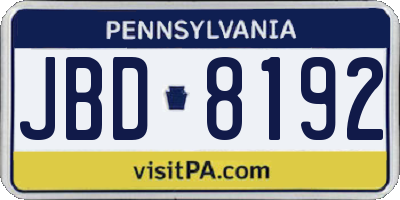 PA license plate JBD8192