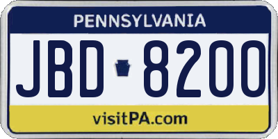 PA license plate JBD8200