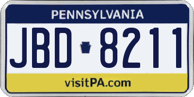 PA license plate JBD8211
