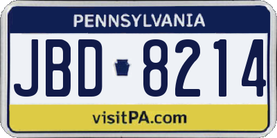 PA license plate JBD8214