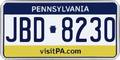 PA license plate JBD8230