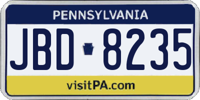 PA license plate JBD8235