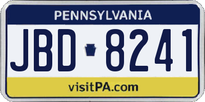 PA license plate JBD8241