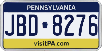 PA license plate JBD8276