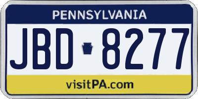 PA license plate JBD8277