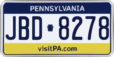 PA license plate JBD8278