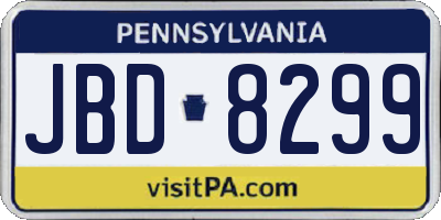 PA license plate JBD8299