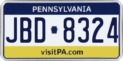 PA license plate JBD8324