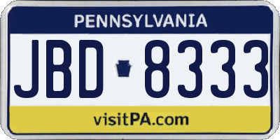 PA license plate JBD8333