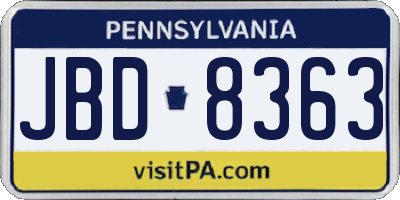 PA license plate JBD8363