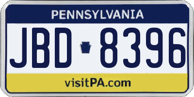 PA license plate JBD8396