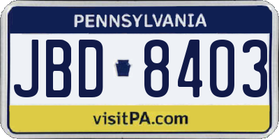 PA license plate JBD8403