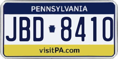 PA license plate JBD8410