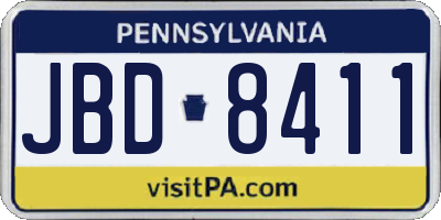 PA license plate JBD8411