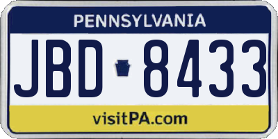 PA license plate JBD8433