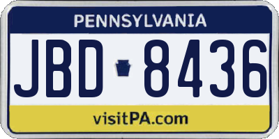 PA license plate JBD8436
