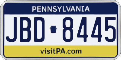 PA license plate JBD8445