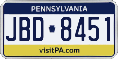 PA license plate JBD8451