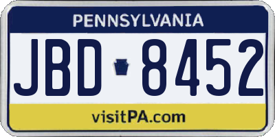 PA license plate JBD8452