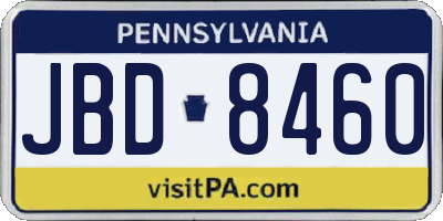 PA license plate JBD8460