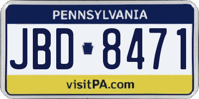 PA license plate JBD8471