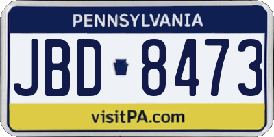 PA license plate JBD8473