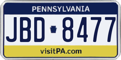 PA license plate JBD8477