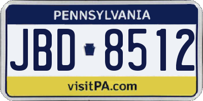 PA license plate JBD8512