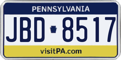 PA license plate JBD8517