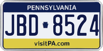 PA license plate JBD8524