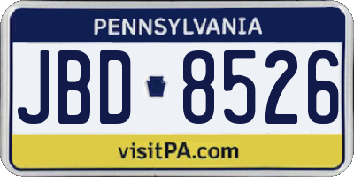 PA license plate JBD8526