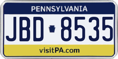 PA license plate JBD8535
